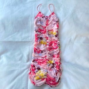 Cinched Floral Womens Dress